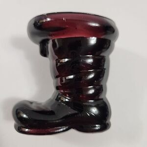 Ruby Red Glass Boot AshTray, Made in Taiwan, Vintage